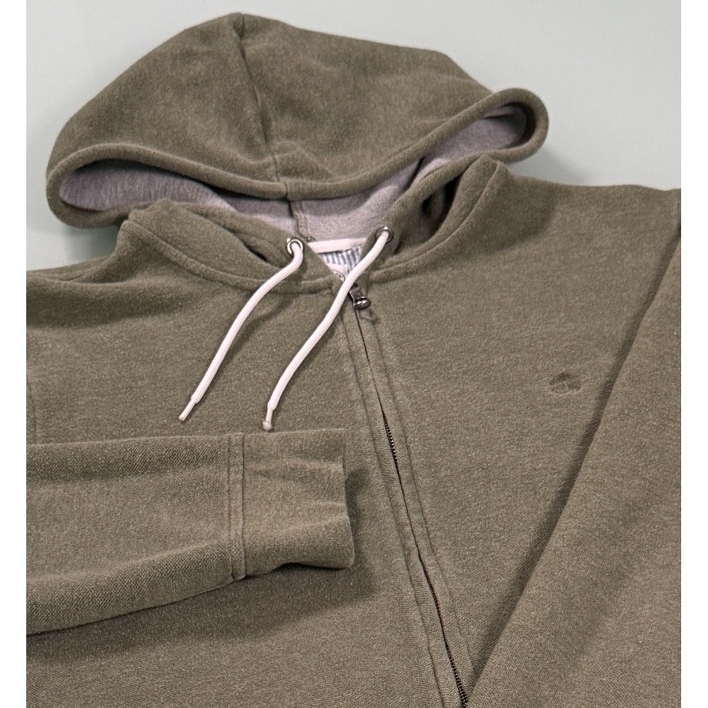 Brooks Brothers Mens Full Zip Hoodie Sweatshirt Olive Green Size Large Cotton